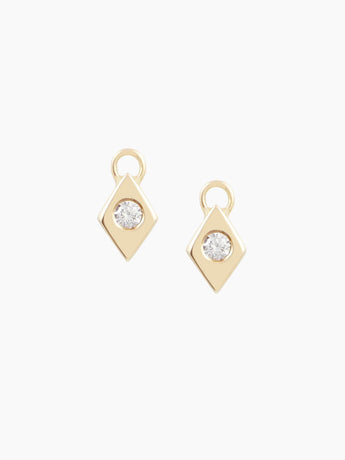 Diamond-shaped charms with small round diamonds