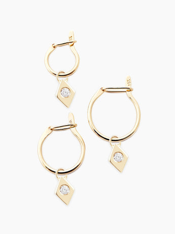 Small gold hoops with diamond charms