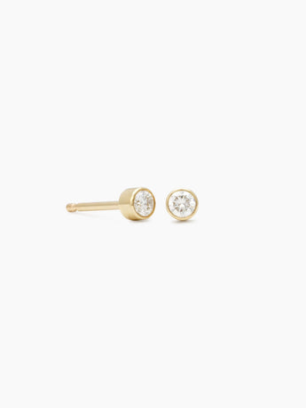 14k solid gold bezel-set micro diamond studs