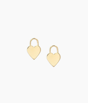 Dainty 14k solid gold heart charms made to be worn with huggie hoops