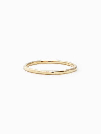 14k solid gold hammered minimalist band
