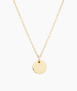 14k gold small round charm necklace