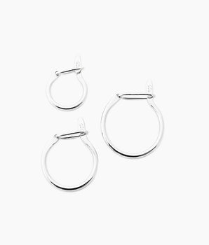 sterling silver huggie hoops in 11mm, 9mm and 7mm