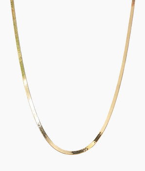 14k solid gold herringbone chain necklace