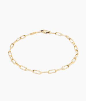 14k solid gold paperclipchain bracelet