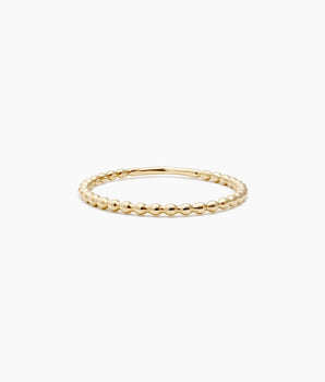 14k gold small beaded band ring