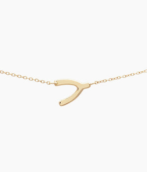 14k Solid Wishbone Necklace