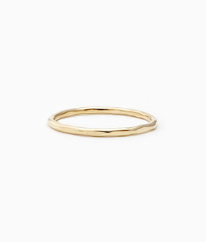 14k solid gold hammered minimalist band