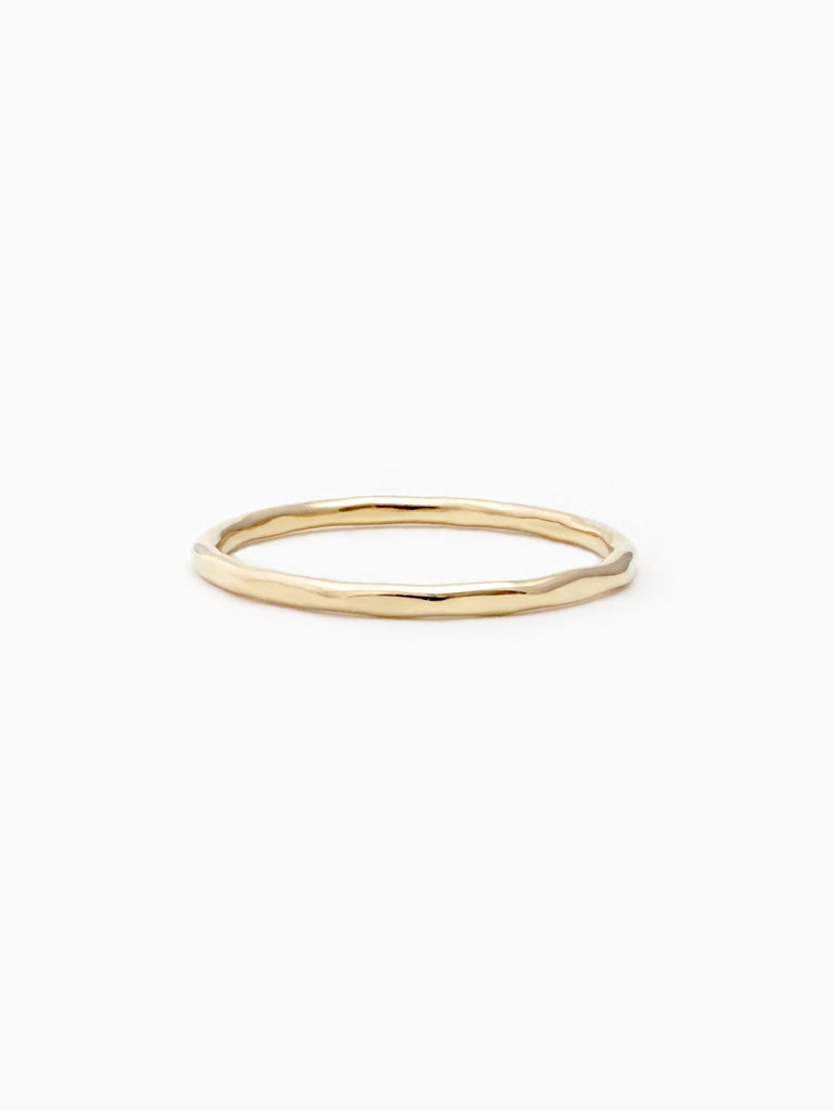 14k solid gold hammered minimalist band