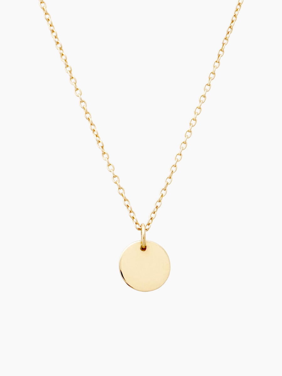 14k gold small round charm necklace