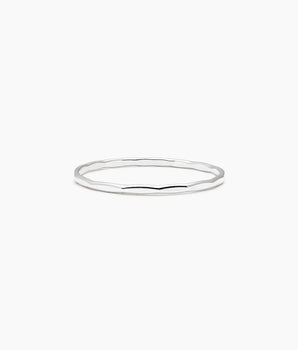 Sterling silver hammered thin band