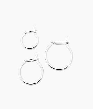 sterling silver huggie hoops in 11mm, 9mm and 7mm