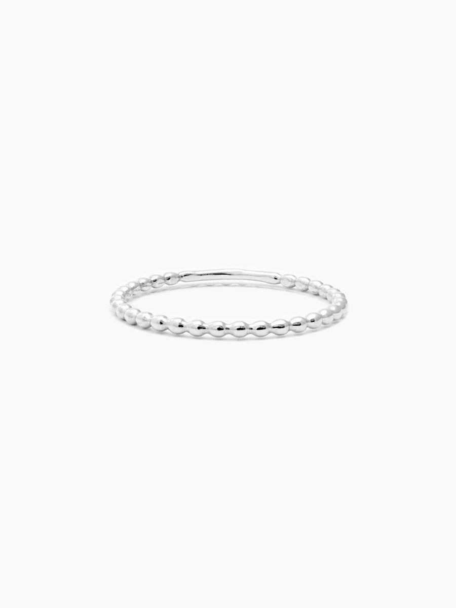 Sterling silver small beaded band ring