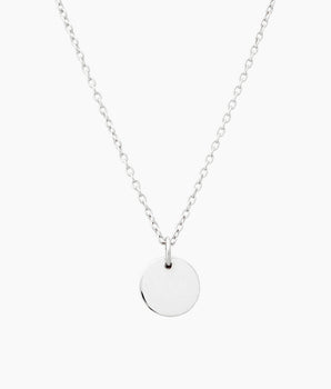 Sterling silver small round charm necklace