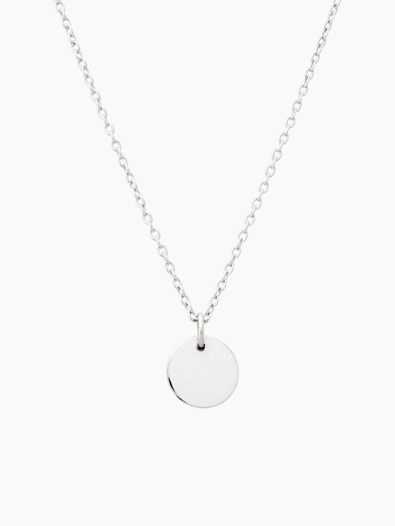 Sterling silver small round charm necklace
