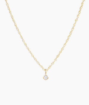 14k bezel set diamond necklace