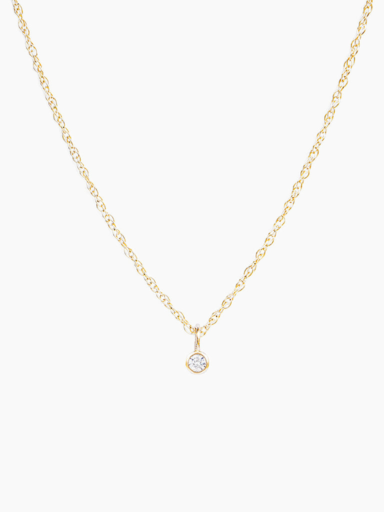 14k bezel set diamond necklace