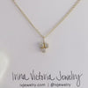 14k gold three stone diamond pendant necklace