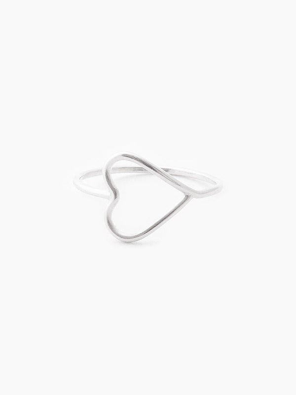 Sterling silver heart silhouette ring