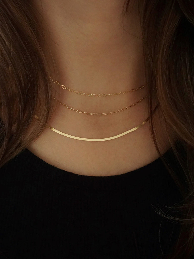 Three 14k gold chains layered- irina victoria jewelry