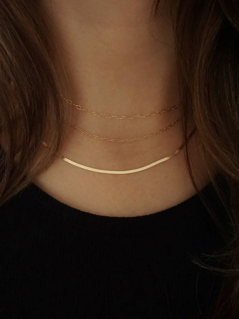 three gold chains layered - irina victoria jewelry