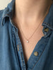 14k gold three stone diamond pendant necklace