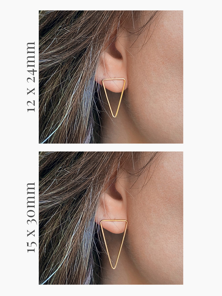 Delicate solid gold isosceles triangle earrings