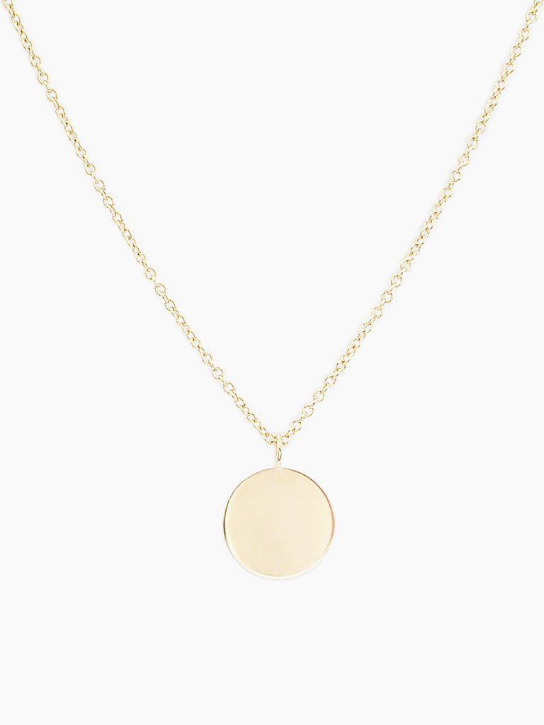 14k gold blank round charm necklace