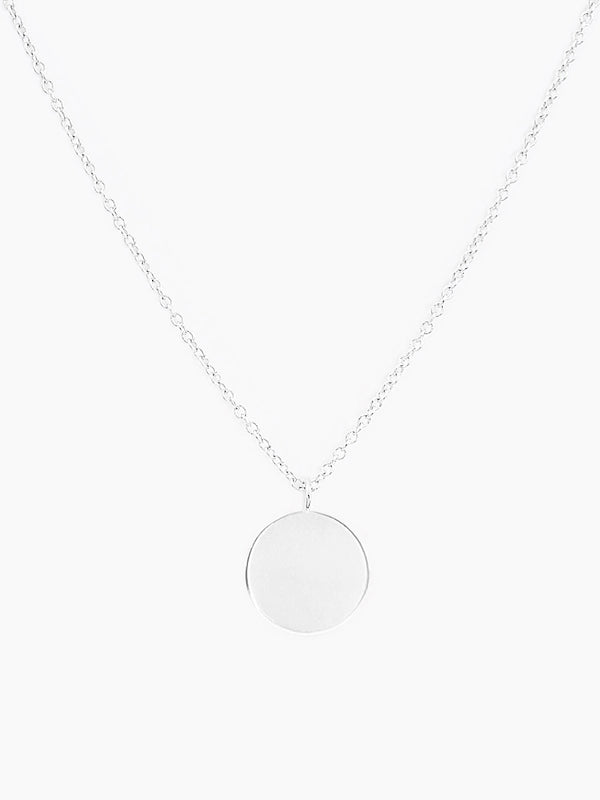 Sterling silver blank disc pendant necklace
