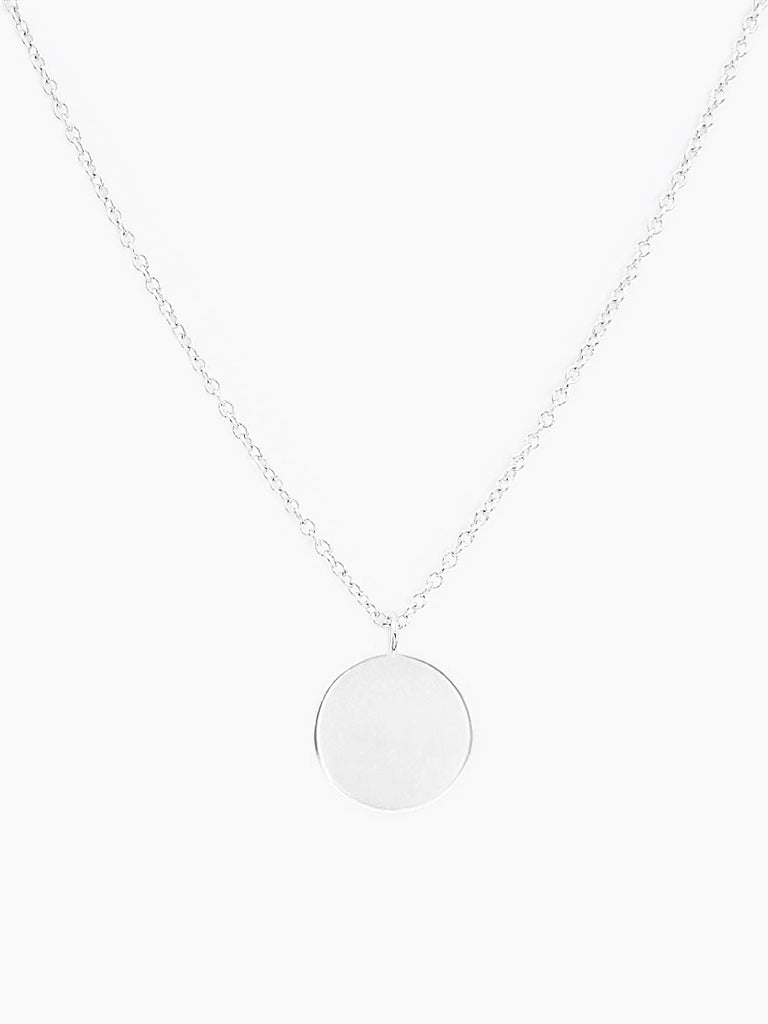 Sterling silver blank disc pendant necklace