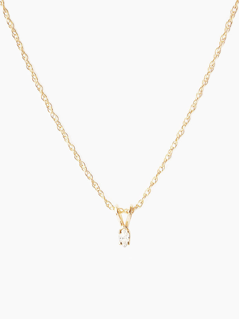 14k gold marquise diamond pendant necklace