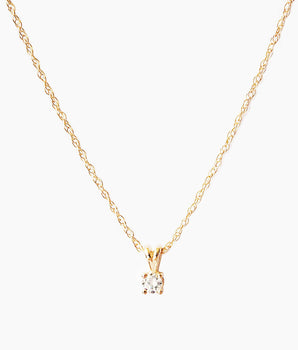 14k gold solitaire diamond pendant necklace