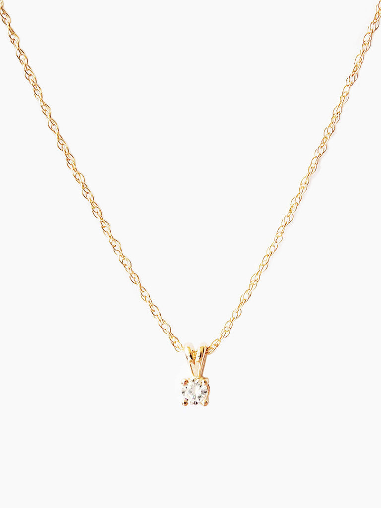14k gold solitaire diamond pendant necklace