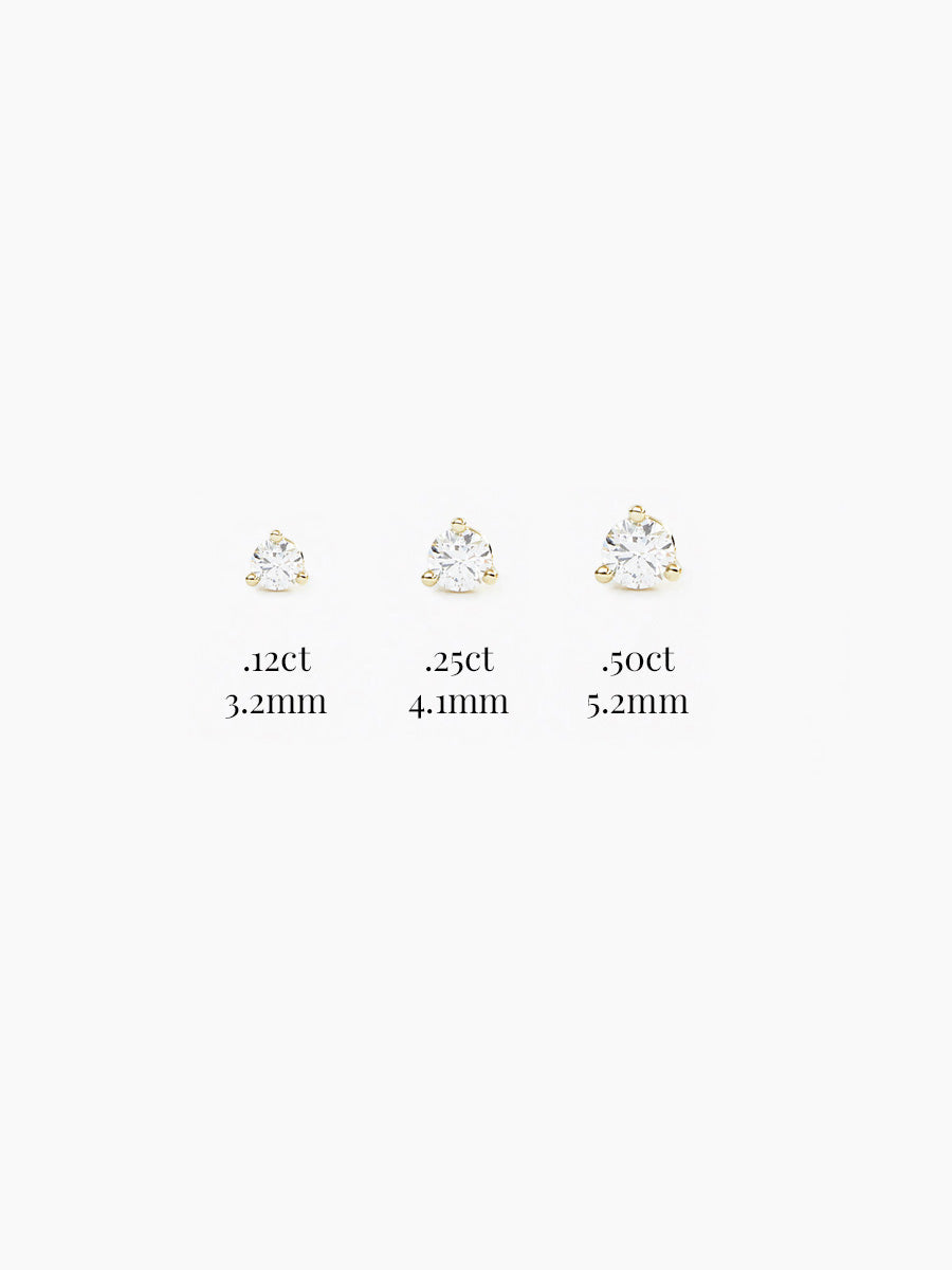 14k diamond stud earrings sizes