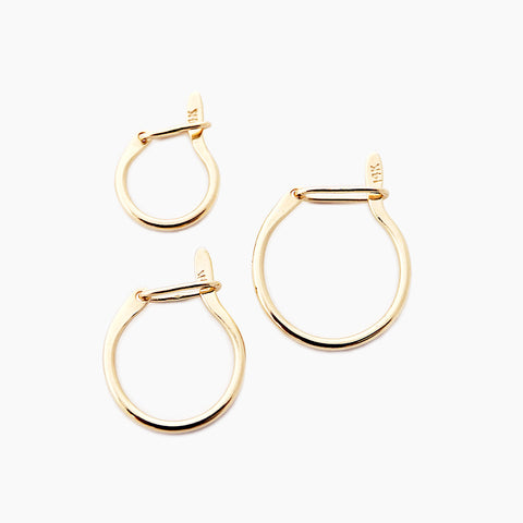 14k solid gold huggie hoops earrings