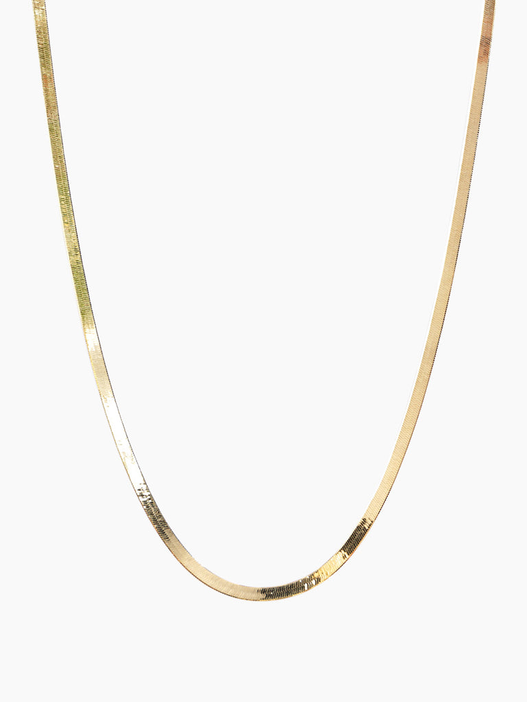 14k solid gold herringbone chain necklace