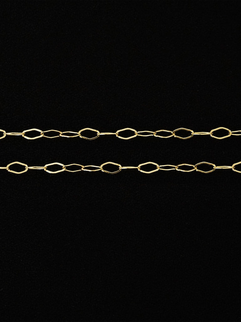 14k solid gold organic oval chain necklace