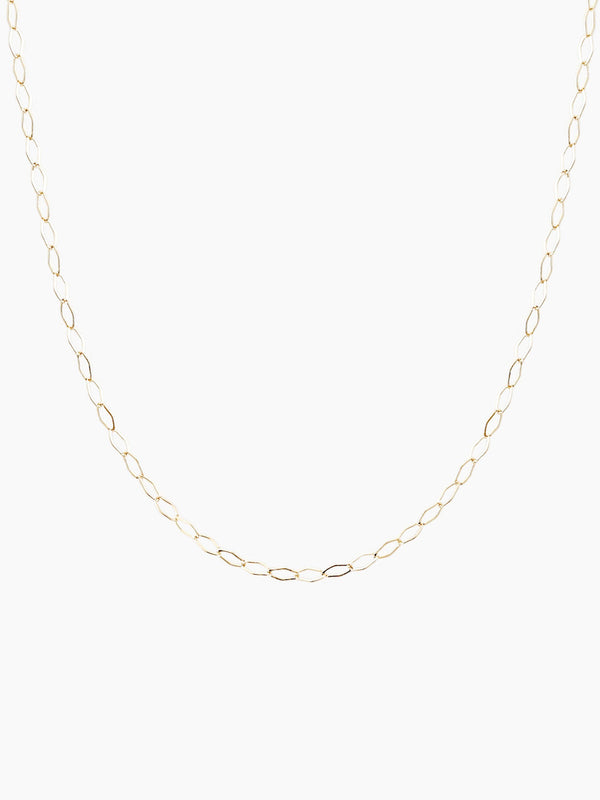 14k solid gold organic oval chain necklace