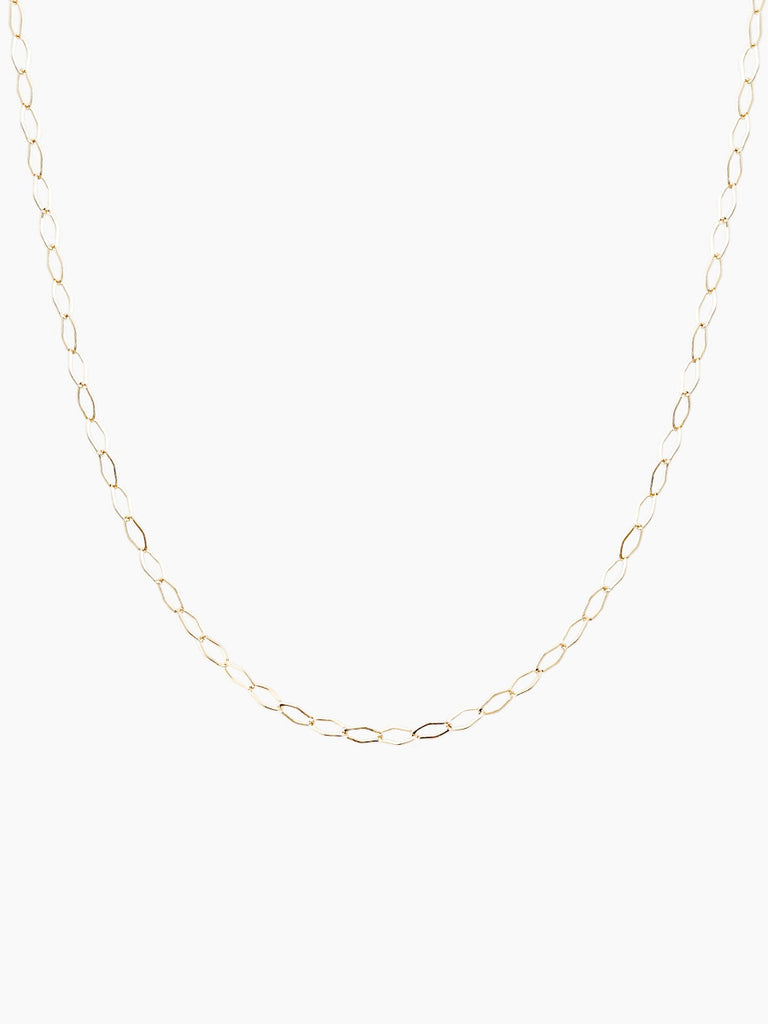 14k solid gold organic oval chain necklace