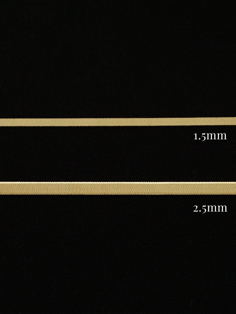14k solid gold herringbone chain necklace