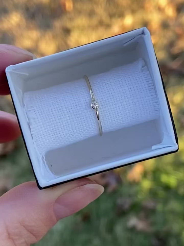 14k gold bezel set micro diamond ring