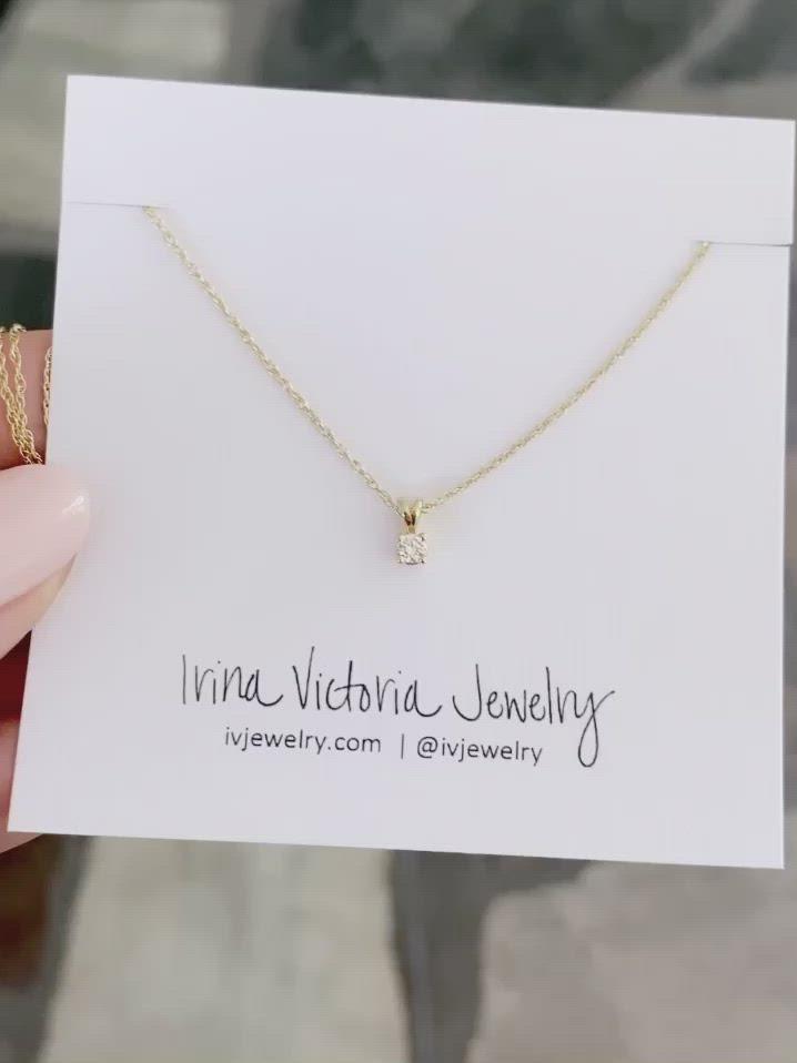 14k Solitaire Diamond Necklace