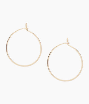 14k thin round hoops